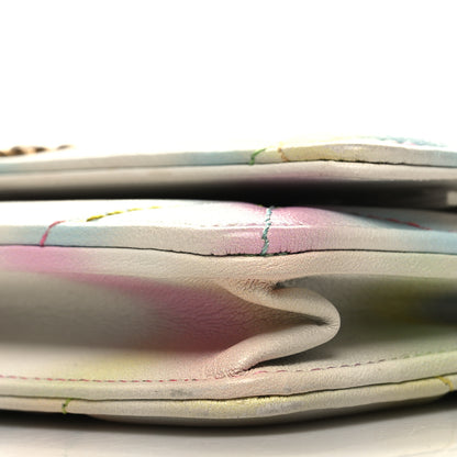 Chanel Printed Goatskin Quilted Chanel 19 Wallet On Chain WOC White Multicolor 11 of 14
