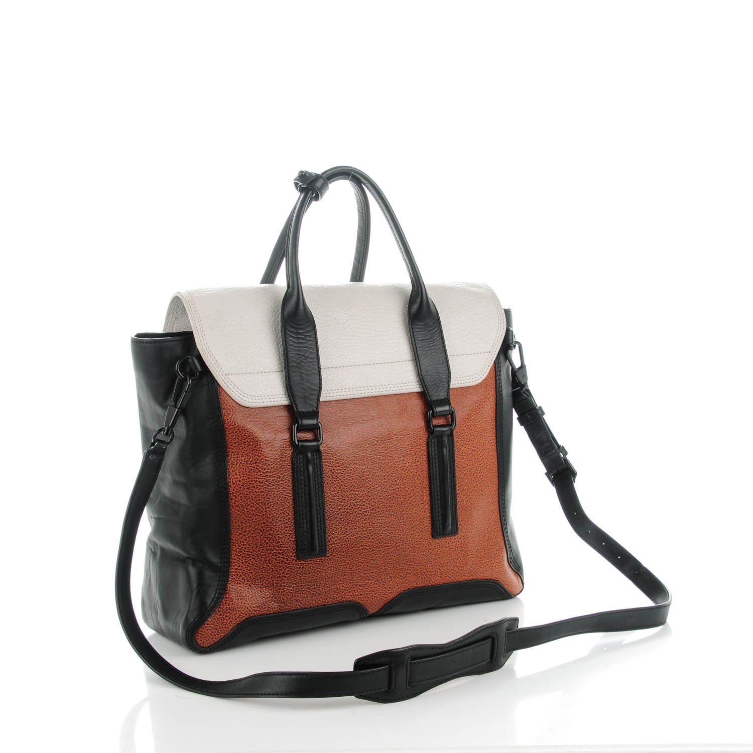 3.1 Phillip Lim 3.1 Textured Calfskin Large Colorblock Pashli Satchel Copper 3 of 11