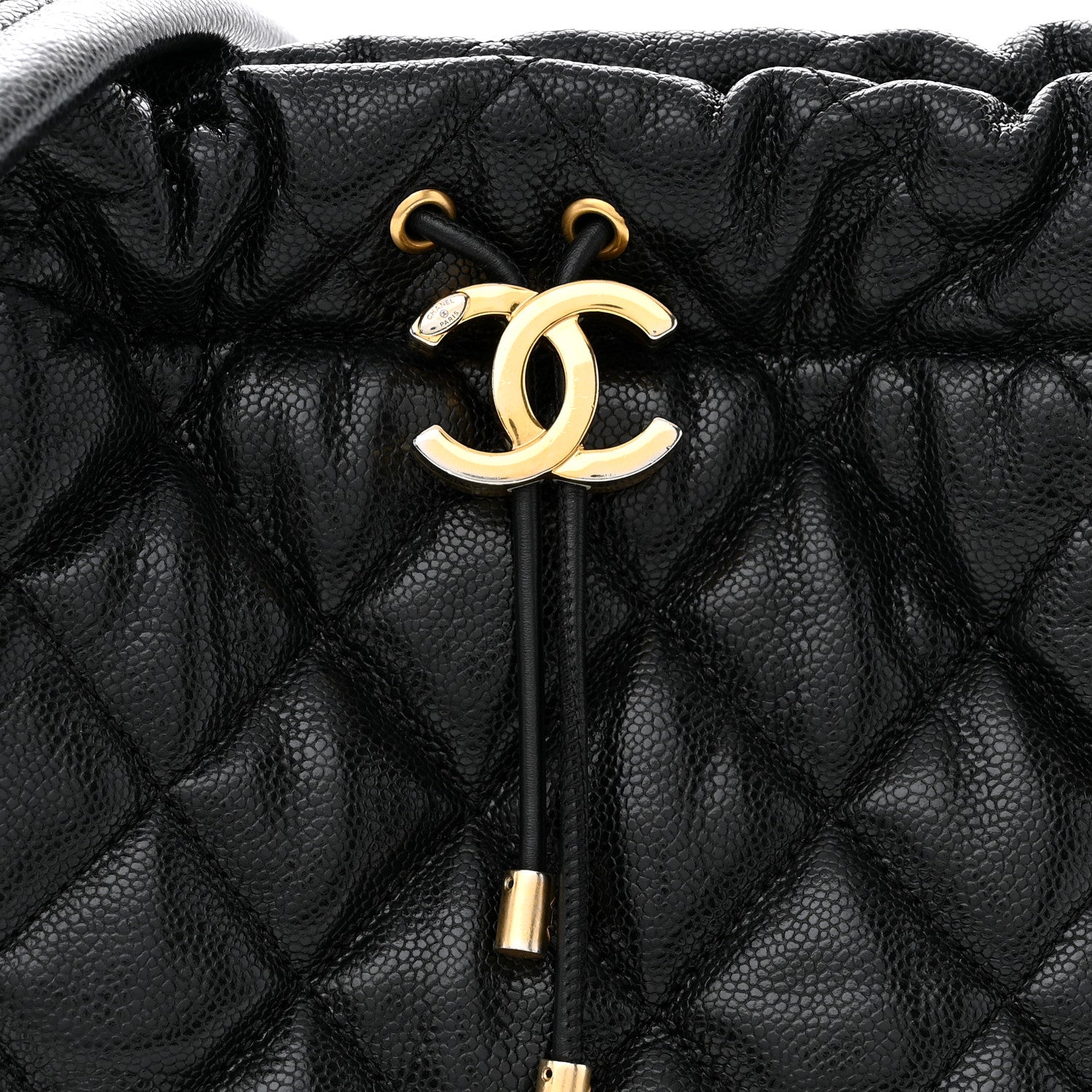 Chanel Caviar Quilted Chain Around Multi Chain Bucket Drawstring Bag Black 8 of 10