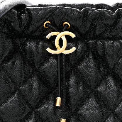 Chanel Caviar Quilted Chain Around Multi Chain Bucket Drawstring Bag Black 8 of 10