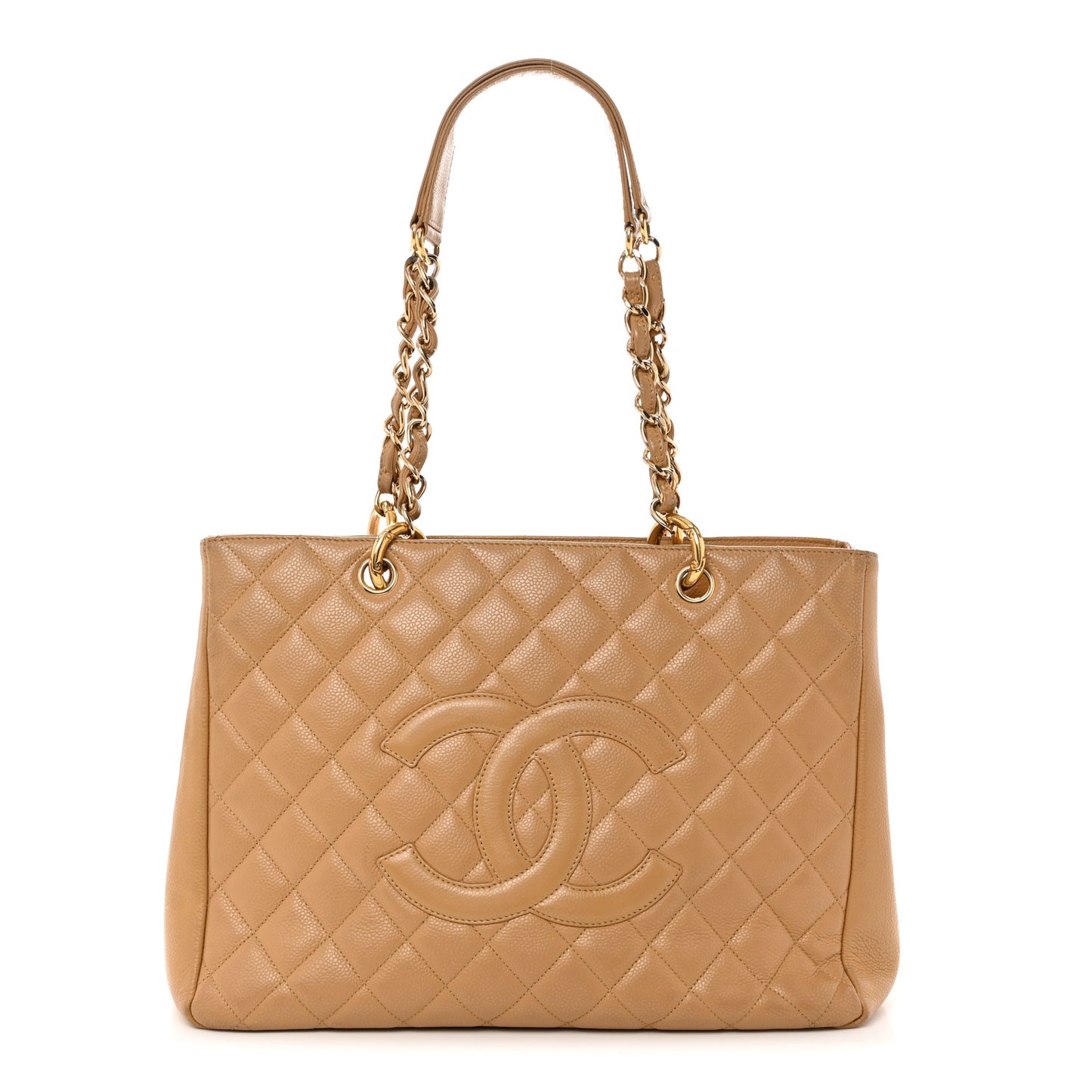 Caviar Quilted Grand Shopping Tote GST Beige Clair