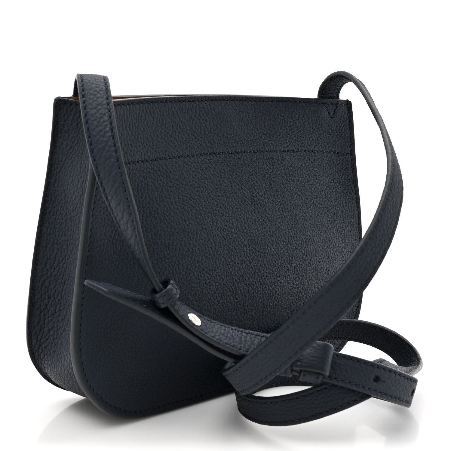 Loro Piana Grained Calfskin Milky Way Shoulder Bag Navy Blue