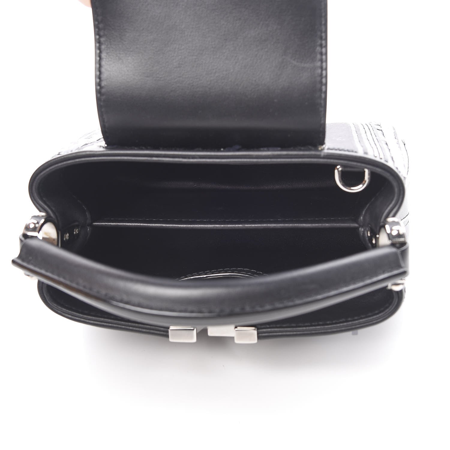 Louis Vuitton Calfskin Sequin Beaded Capucines Mini Black 5 of 11