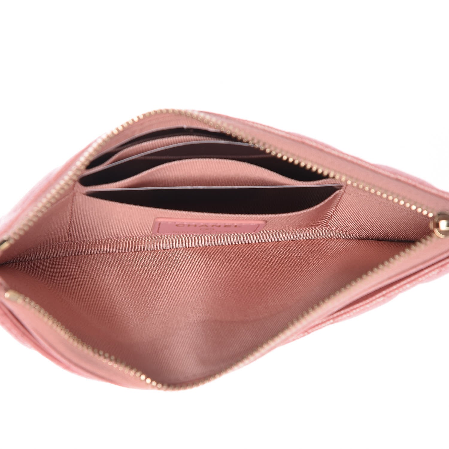 Chanel Iridescent Caviar Quilted Classic Zip Pouch Rose Pink 5 of 8