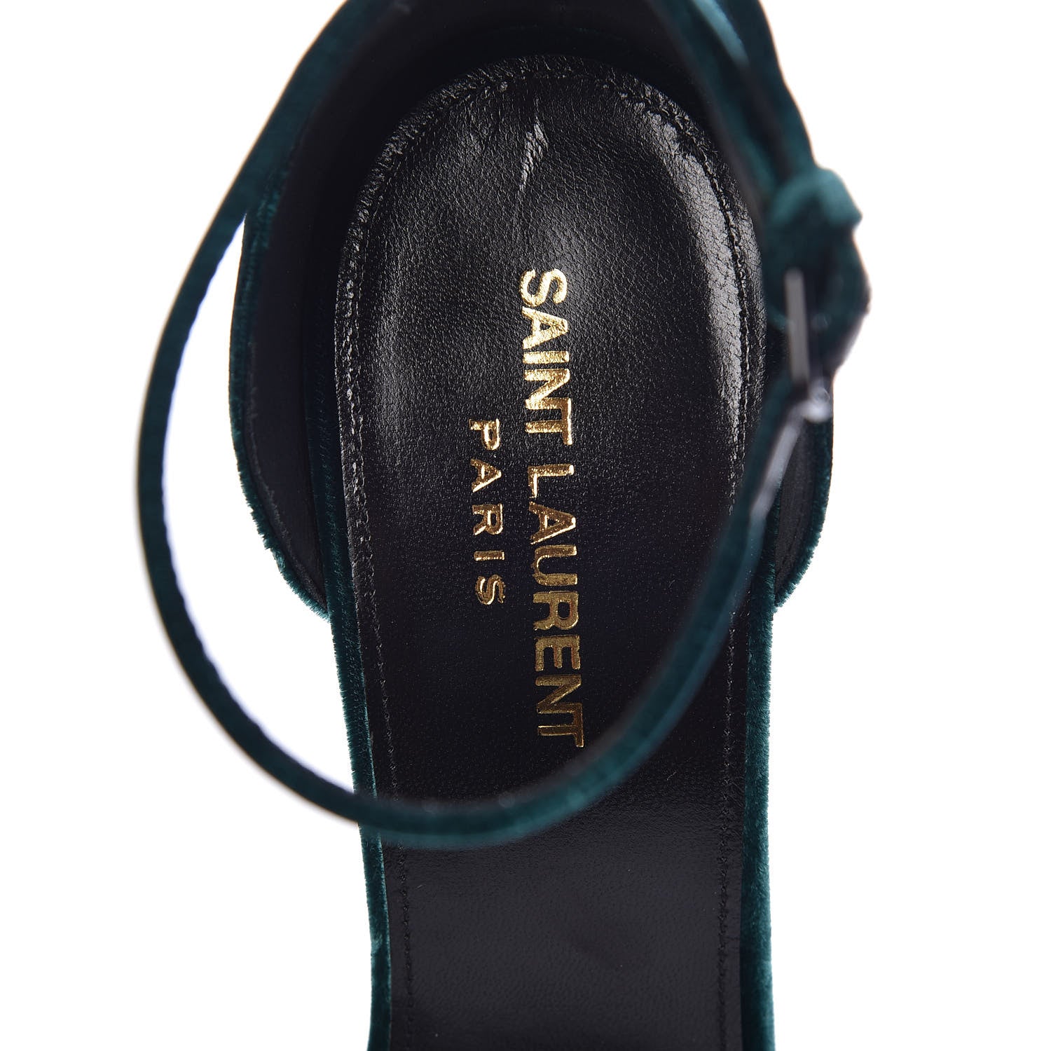 Saint Laurent Velvet Amber 105 Ankle Strap Sandals 40 Malachite 5 of 8