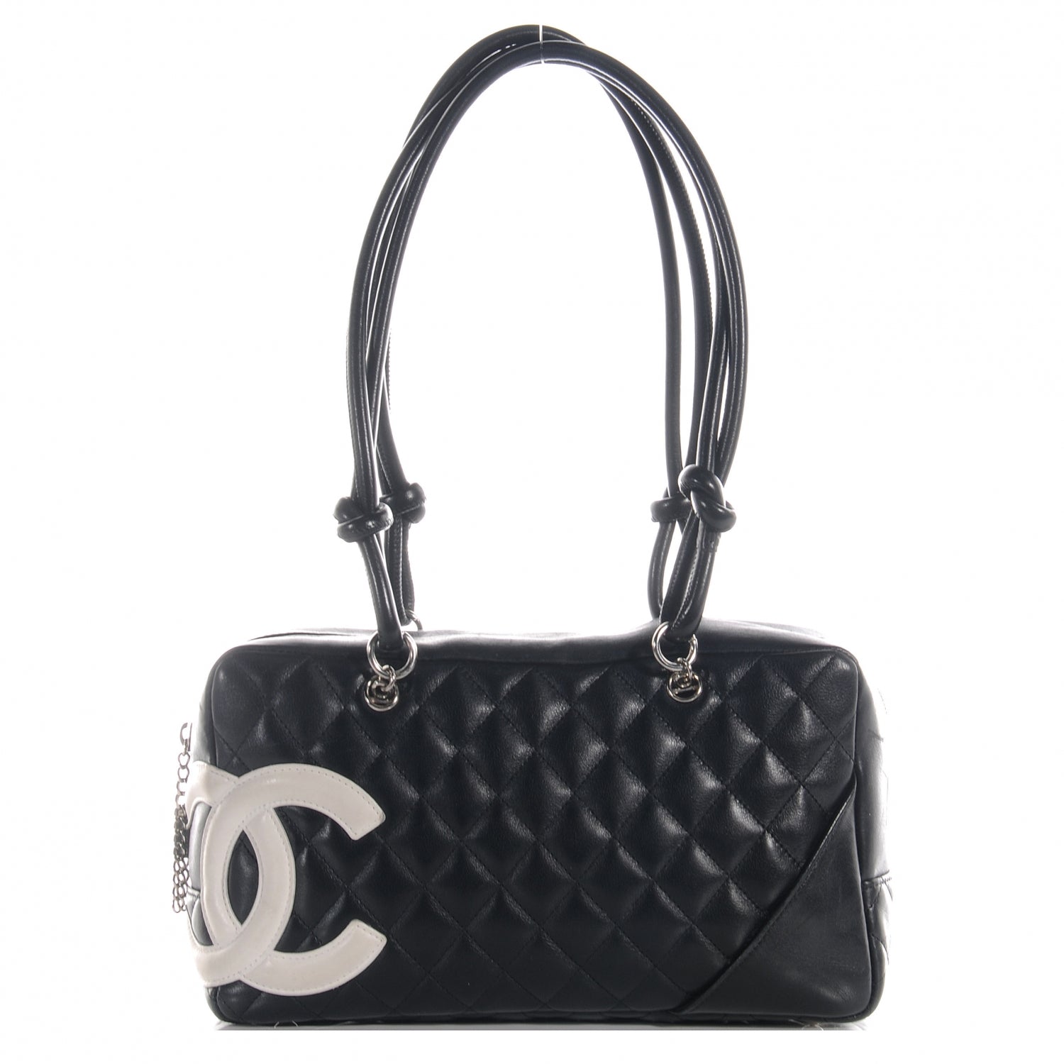 Chanel Calfskin Quilted Large Cambon Bowler Black White 1 of 7