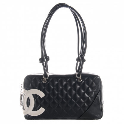 Chanel Calfskin Quilted Large Cambon Bowler Black White 1 of 7