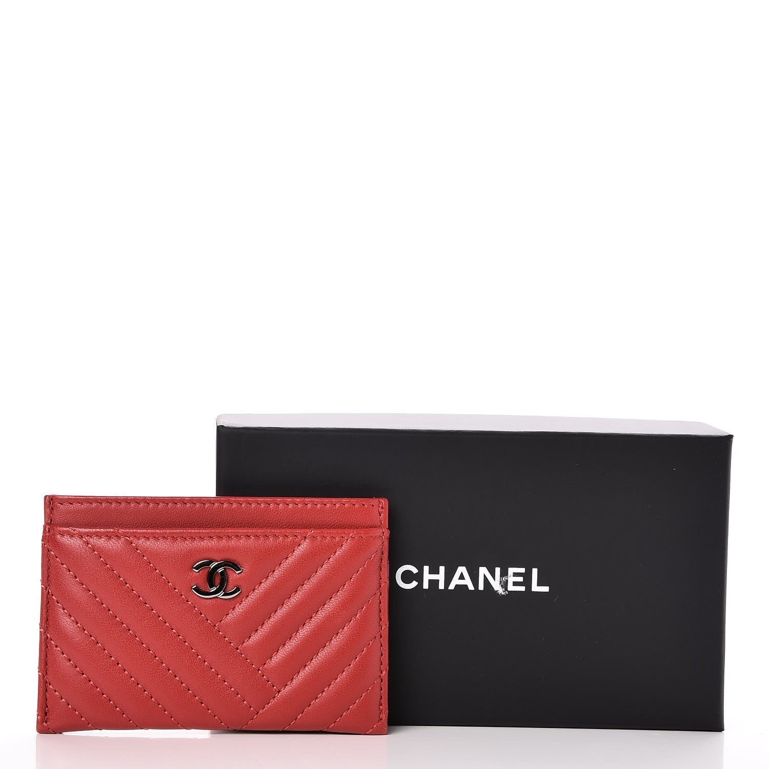 Chanel Lambskin Quilted CC Crossing Card Holder Red 9 of 9