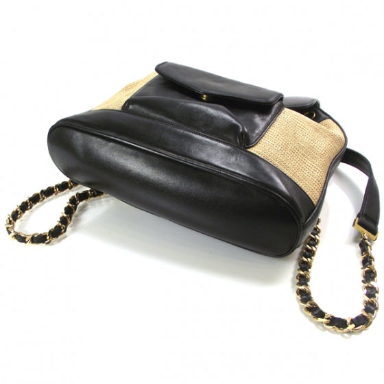 Leather Straw Backpack