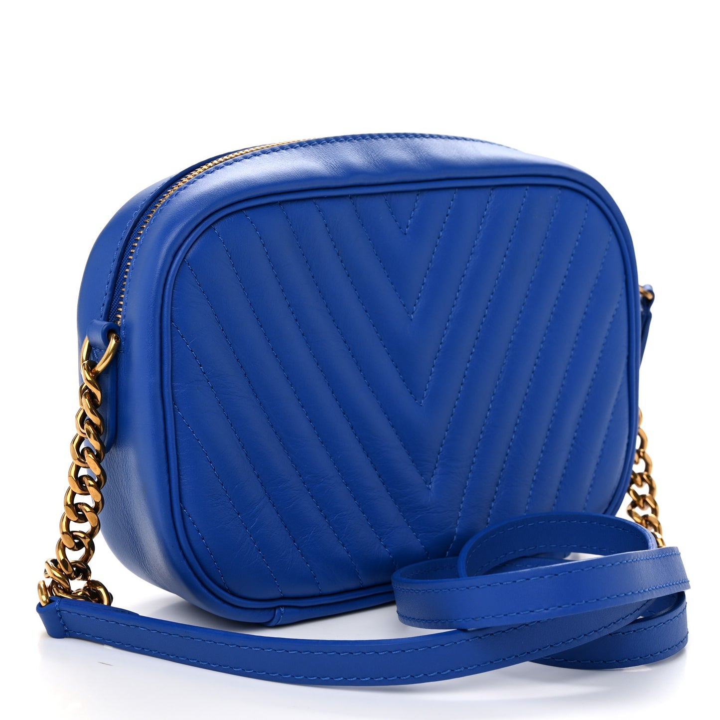 Calfskin New Wave Camera Bag Bleu Neon