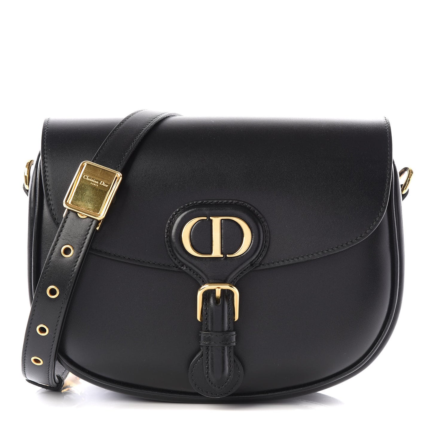 Box Calfskin Medium Bobby Flap Black