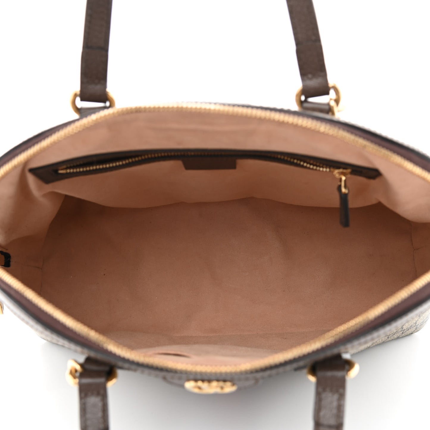 GG Supreme Monogram Web Medium Ophidia Top Handle Dome Bag Brown