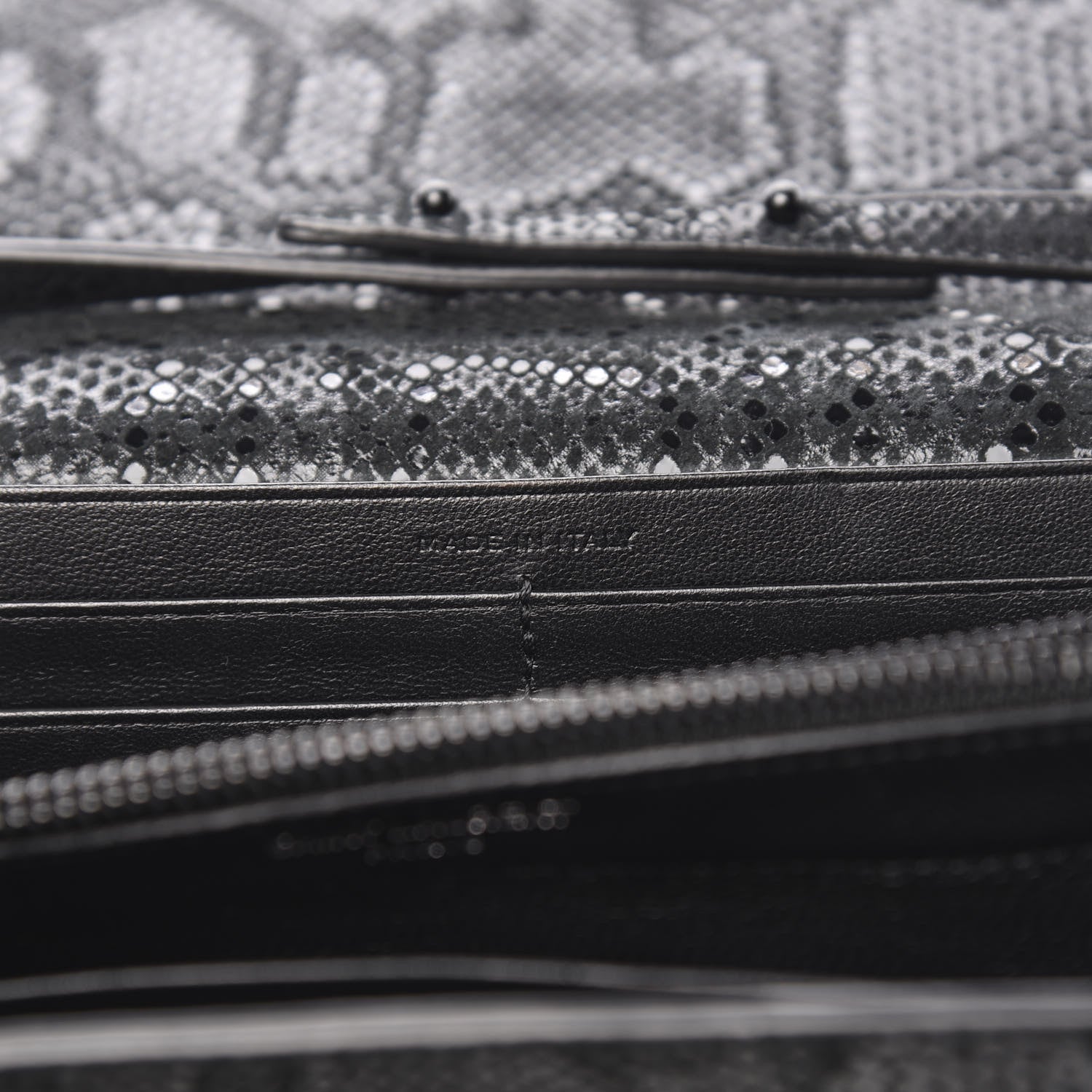 Saint Laurent Calfskin Snakeskin Effect Monogram Chain Wallet Black 5 of 9