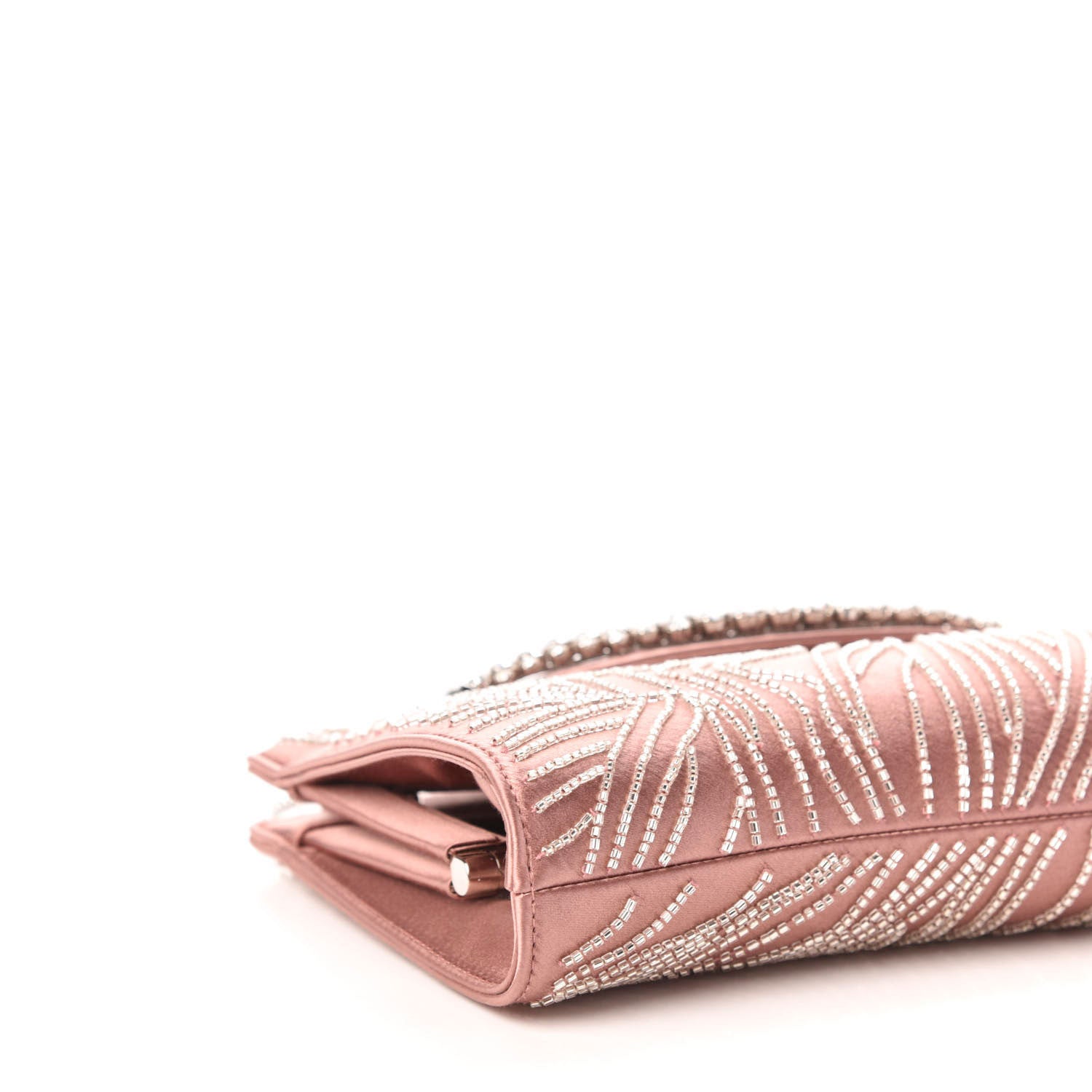 Jimmy Choo Satin Crystal Embellished Venus Clutch Blush Silver 6 of 9