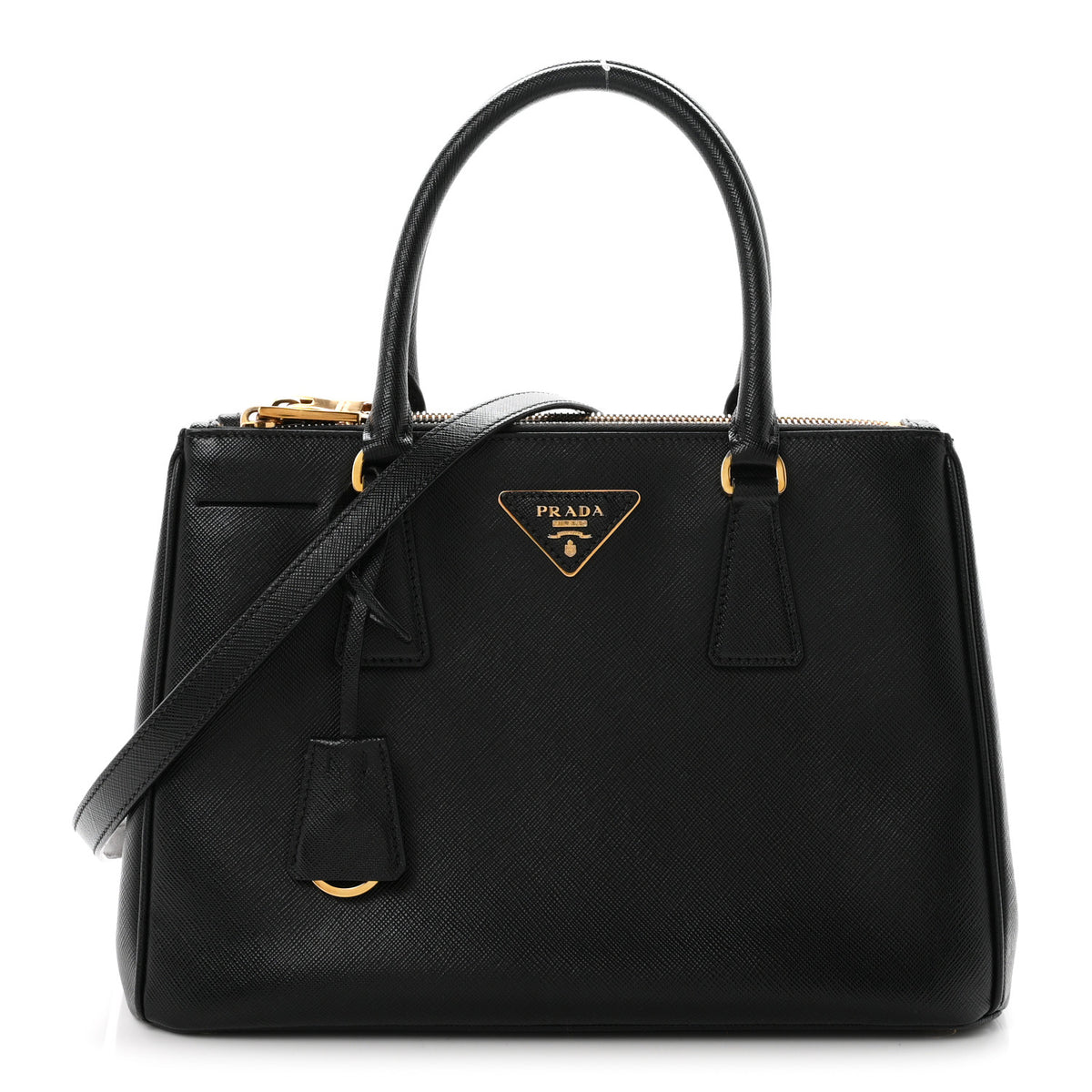 Saffiano Small Galleria Double Zip Tote Black