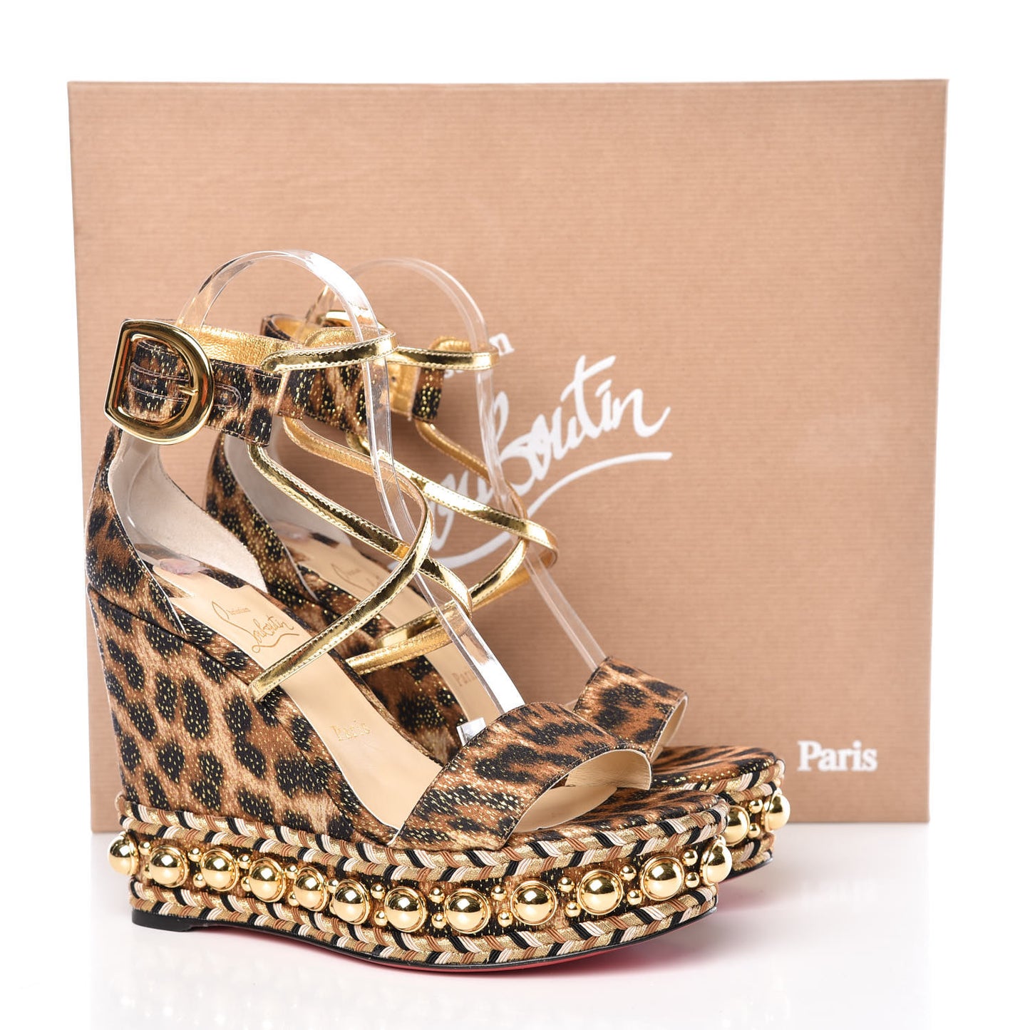Lurex Leopard Chocazeppa 120 Platform Wedge Sandals 38 Black Gold