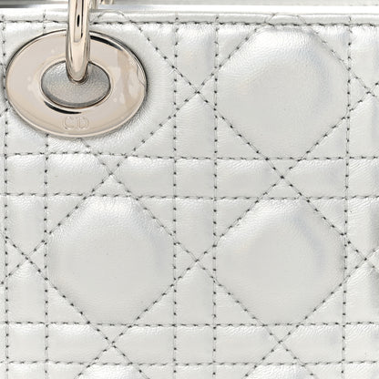 Christian Dior Metallic Lambskin Cannage Medium Lady D-Joy Silver 7 of 11