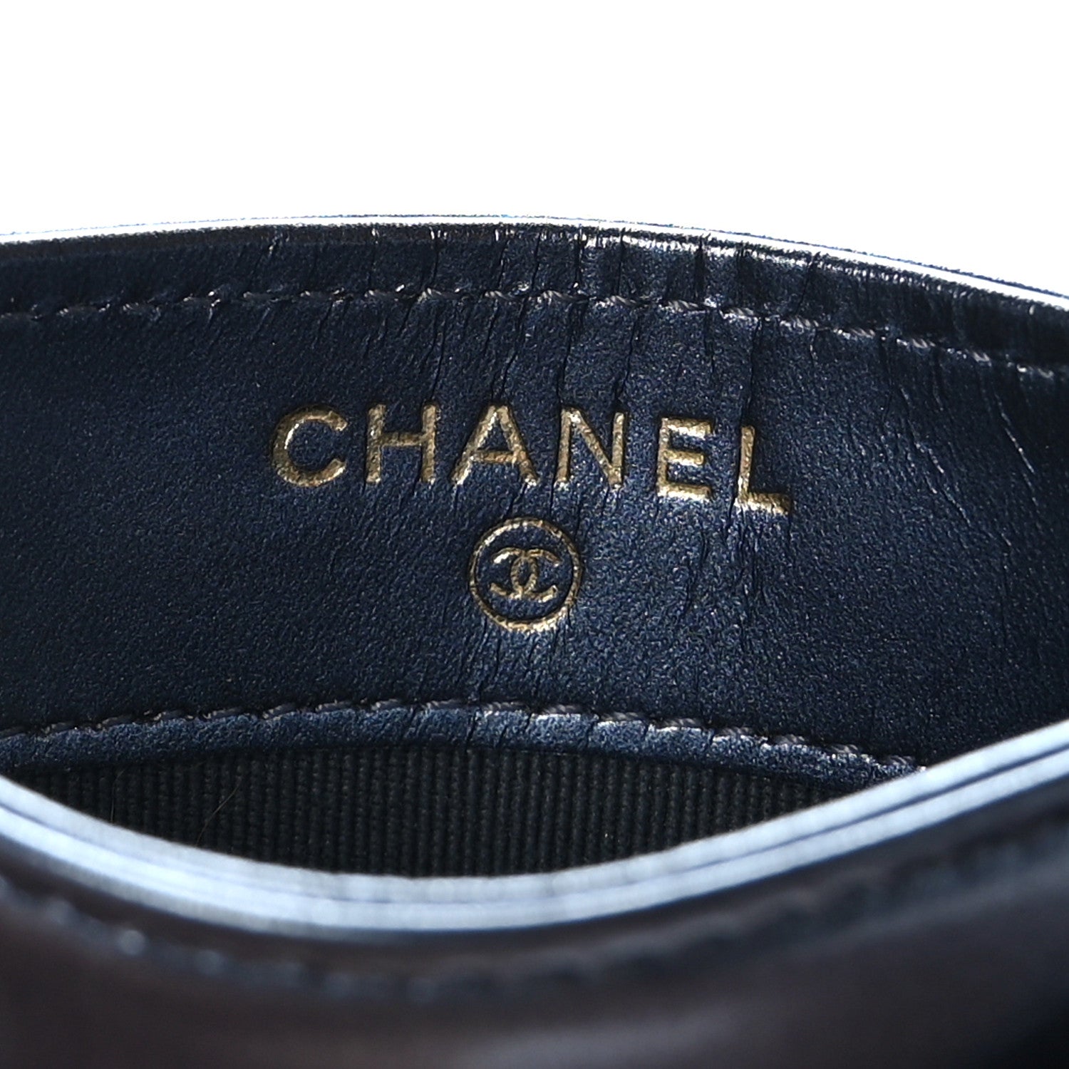 Chanel Metallic Lambskin Quilted Card Holder Dark Blue 9 of 10
