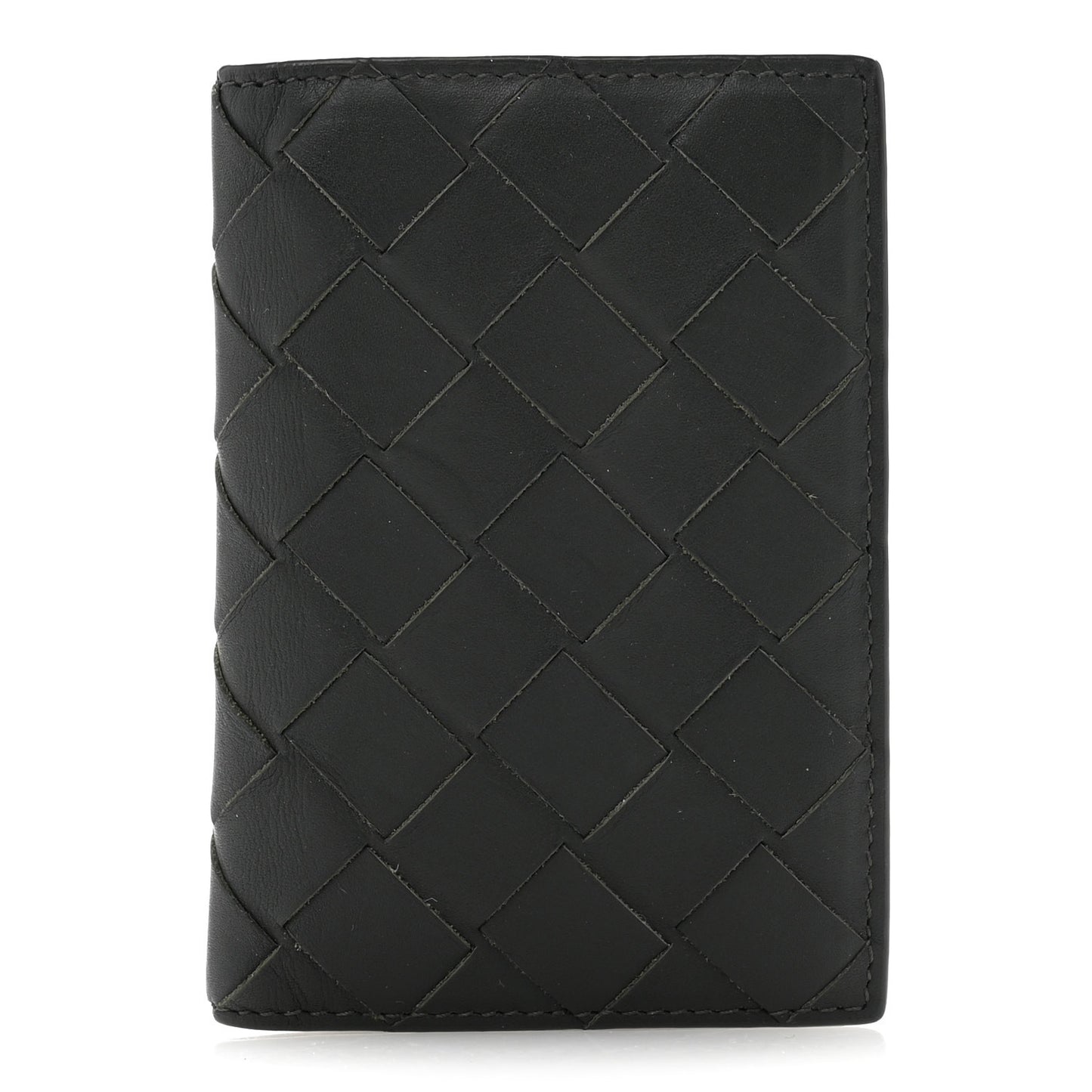 Nappa Maxi Intrecciato Bi-Fold Card Holder Kaki Olive Oil