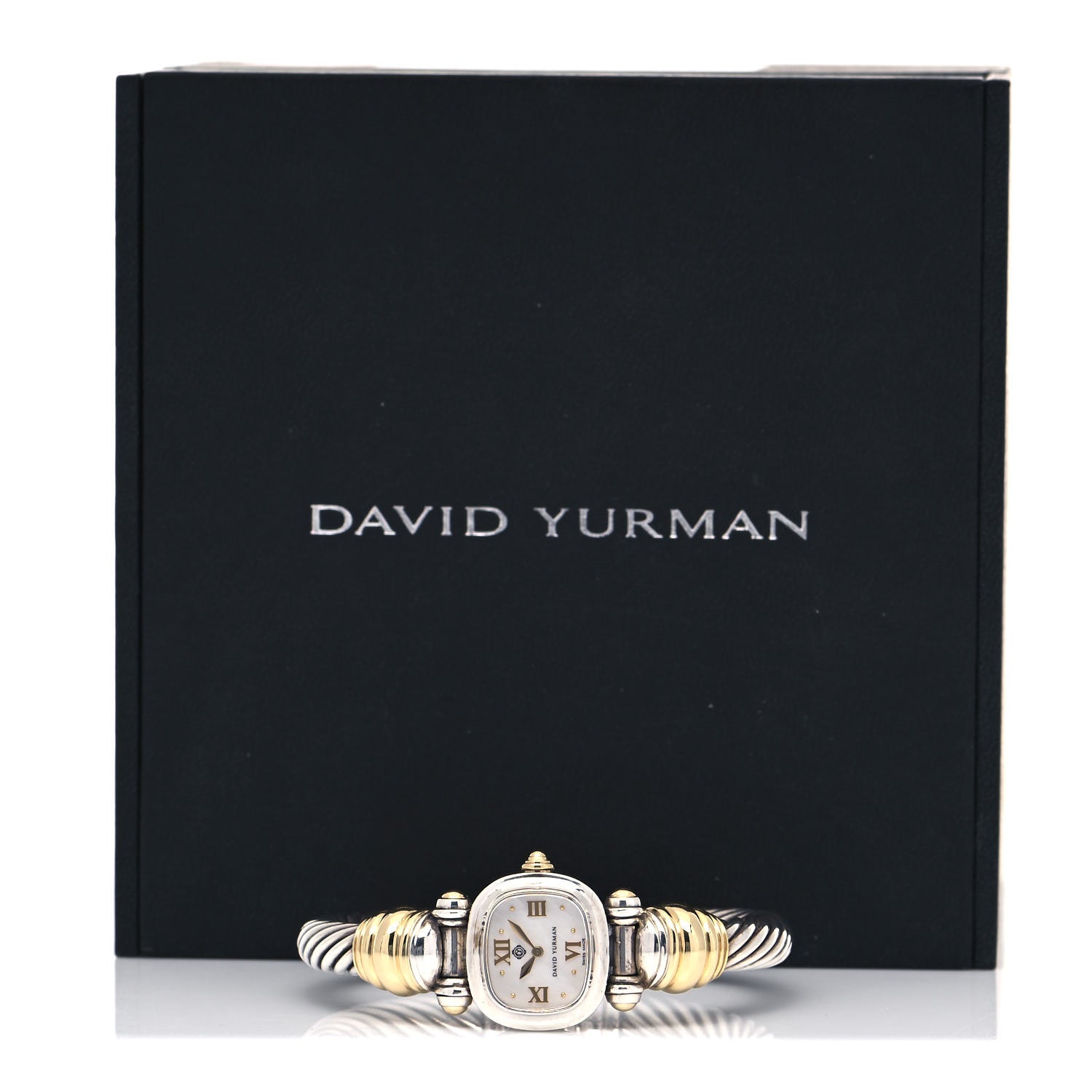 David Yurman Sterling Silver 14K Yellow Gold Mother of Pearl 21mm Classic Cable Quartz Watch 5 of 5