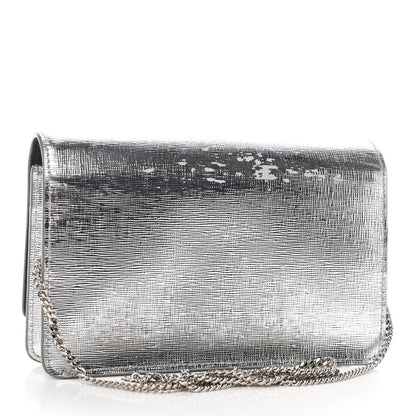 Fendi Vitello Mirror Elite Tube Wallet on Chain Silver 3 of 10