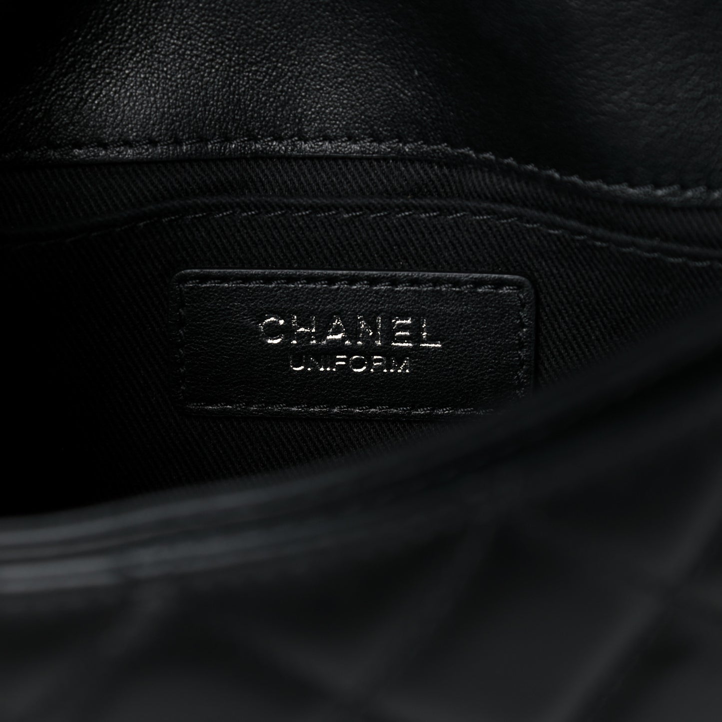 Calfskin Quilted CC Uniform Flap Belt Bag Black