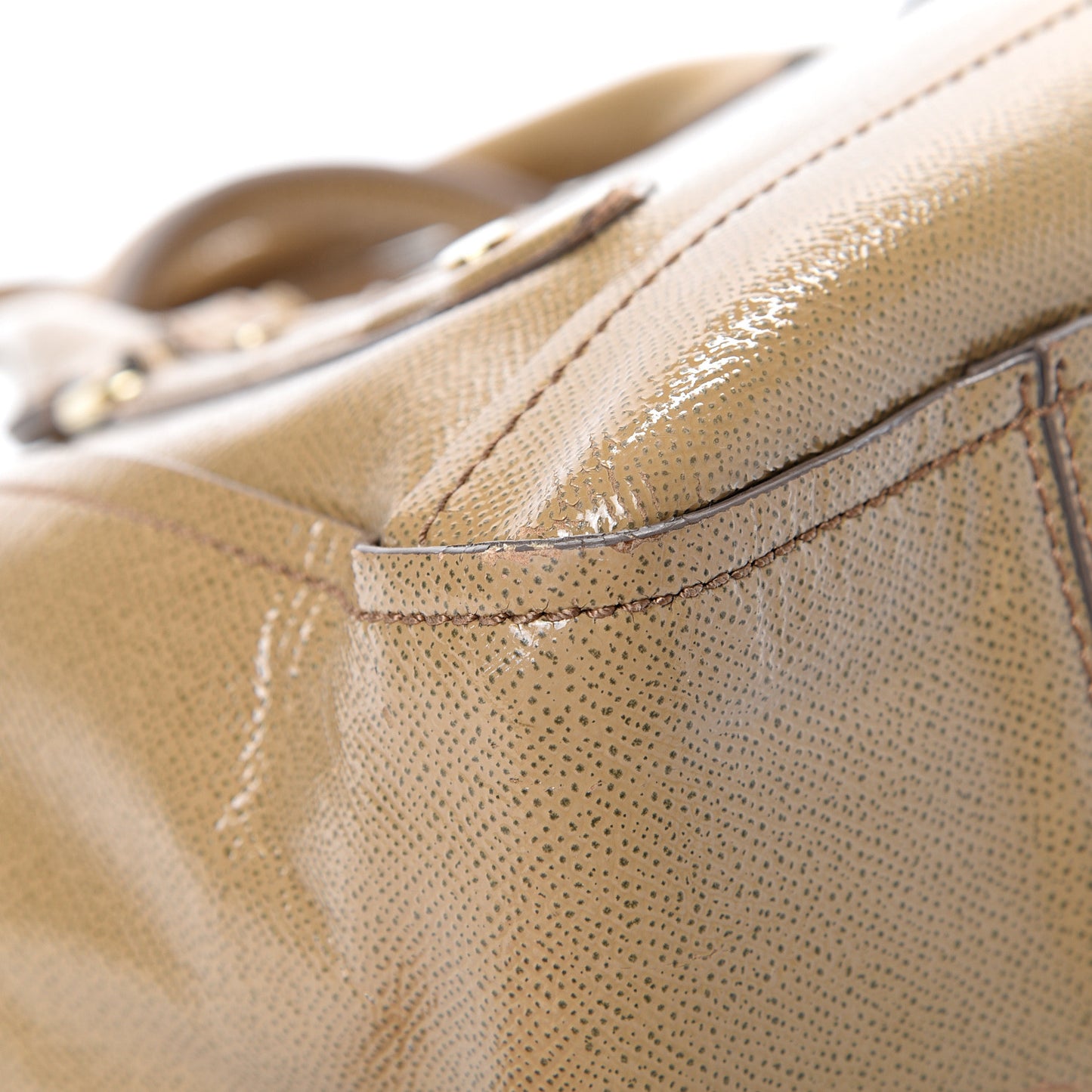 Patent London Grainy Calfskin Satchel Beige