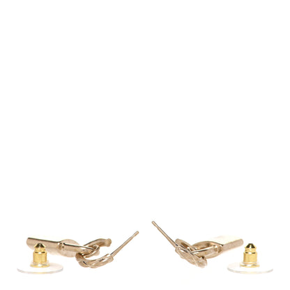 Chanel Metal Lock Drop Earrings Light Gold 3 of 5