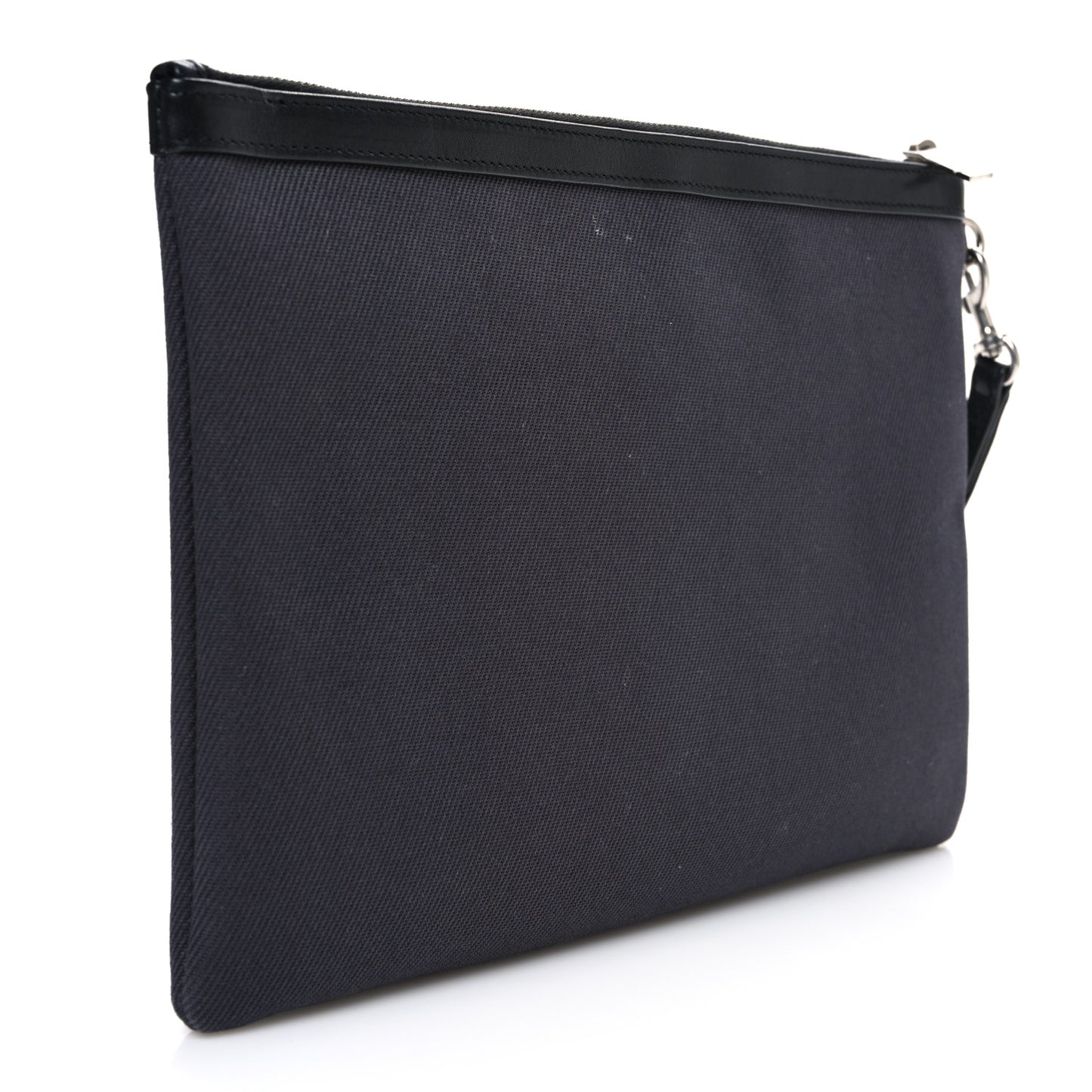 Linen Canvas Rive Gauche Zipped Pouch Deep Grey Black