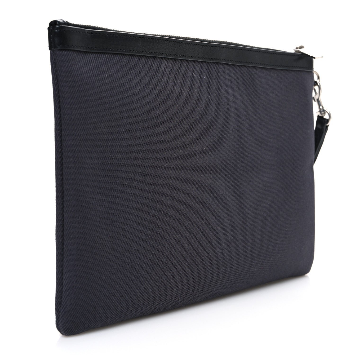 Saint Laurent Linen Canvas Rive Gauche Zipped Pouch Deep Grey Black 3 of 9