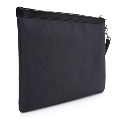 Saint Laurent Linen Canvas Rive Gauche Zipped Pouch Deep Grey Black 3 of 9