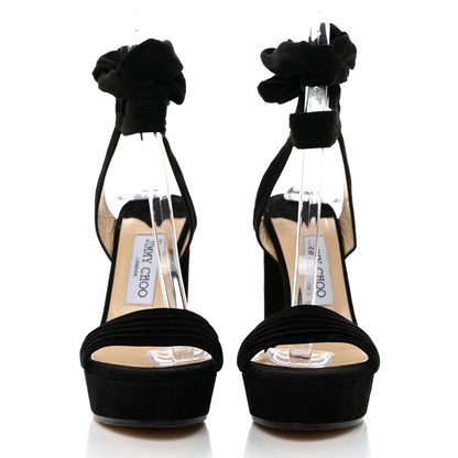 Jimmy Choo Soft Suede Kaytrin 120 Platform Sandals 38 Black 2 of 8
