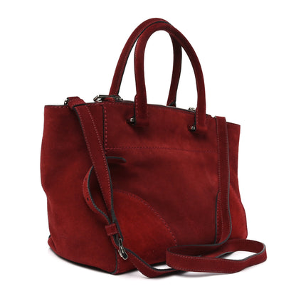 Prada Suede Scamosciato Stitched Small Twin Pocket Tote Porpora 2 of 9