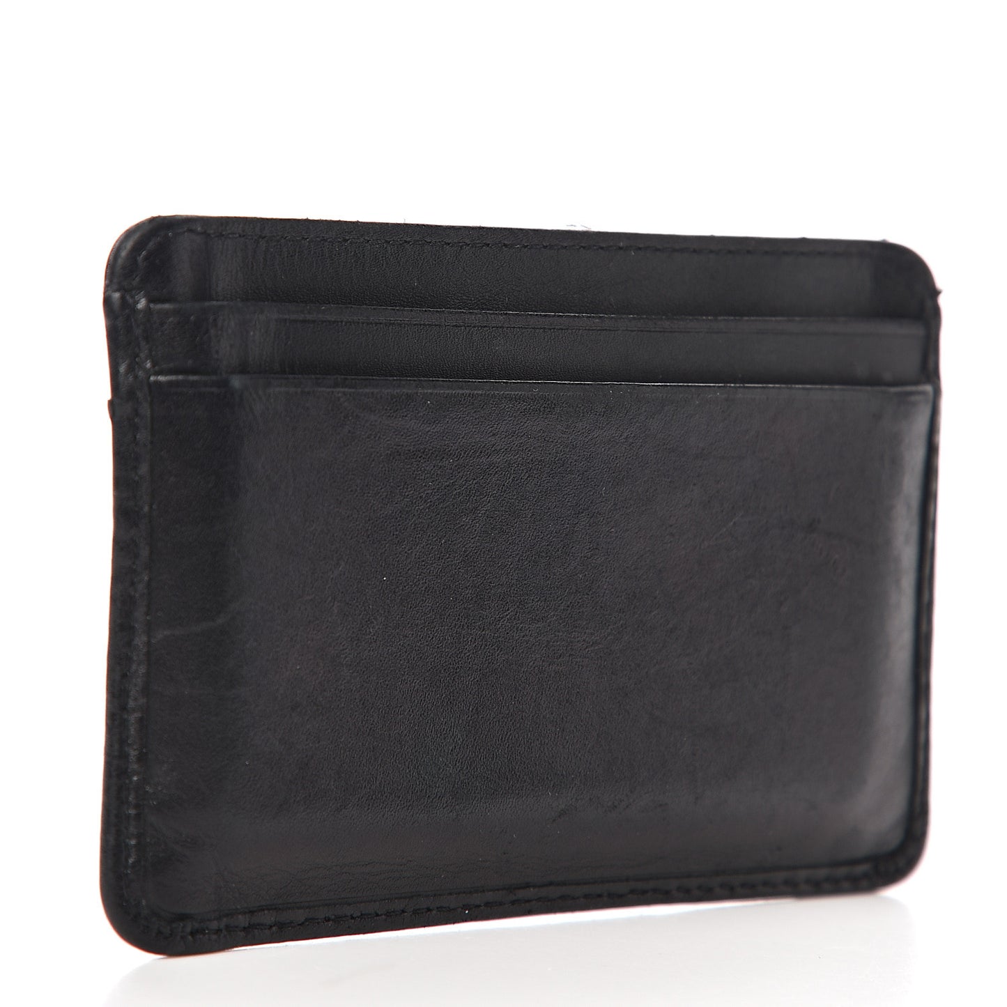 Calfskin Quilted Cambon Card Holder Black