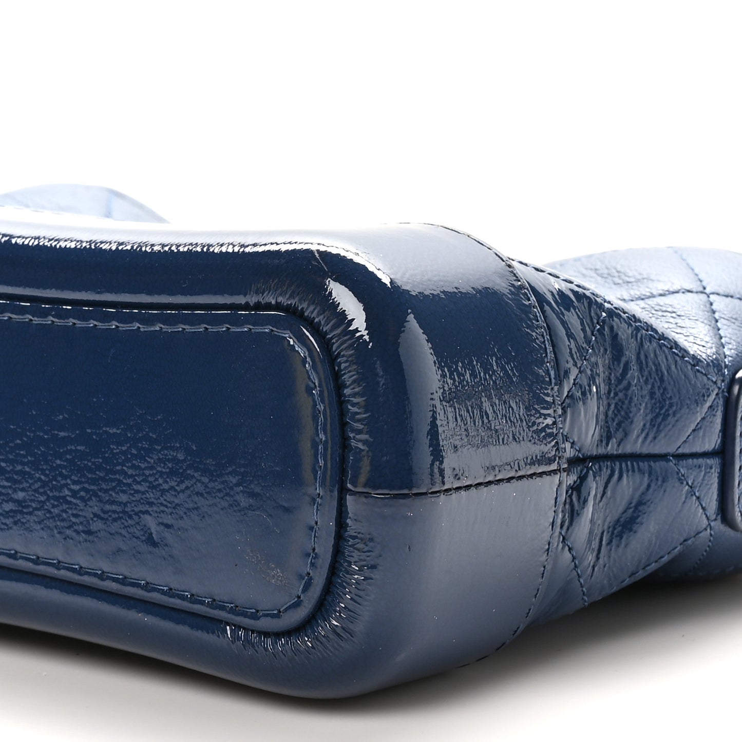 Patent Goatskin Quilted Small Gabrielle Hobo Blue
