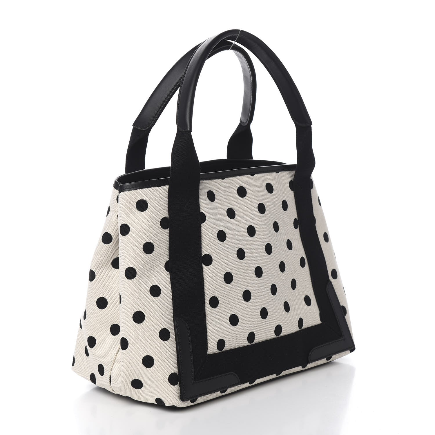 Balenciaga Cotton Canvas Polka Dot S Navy Cabas Natural Black 3 of 11