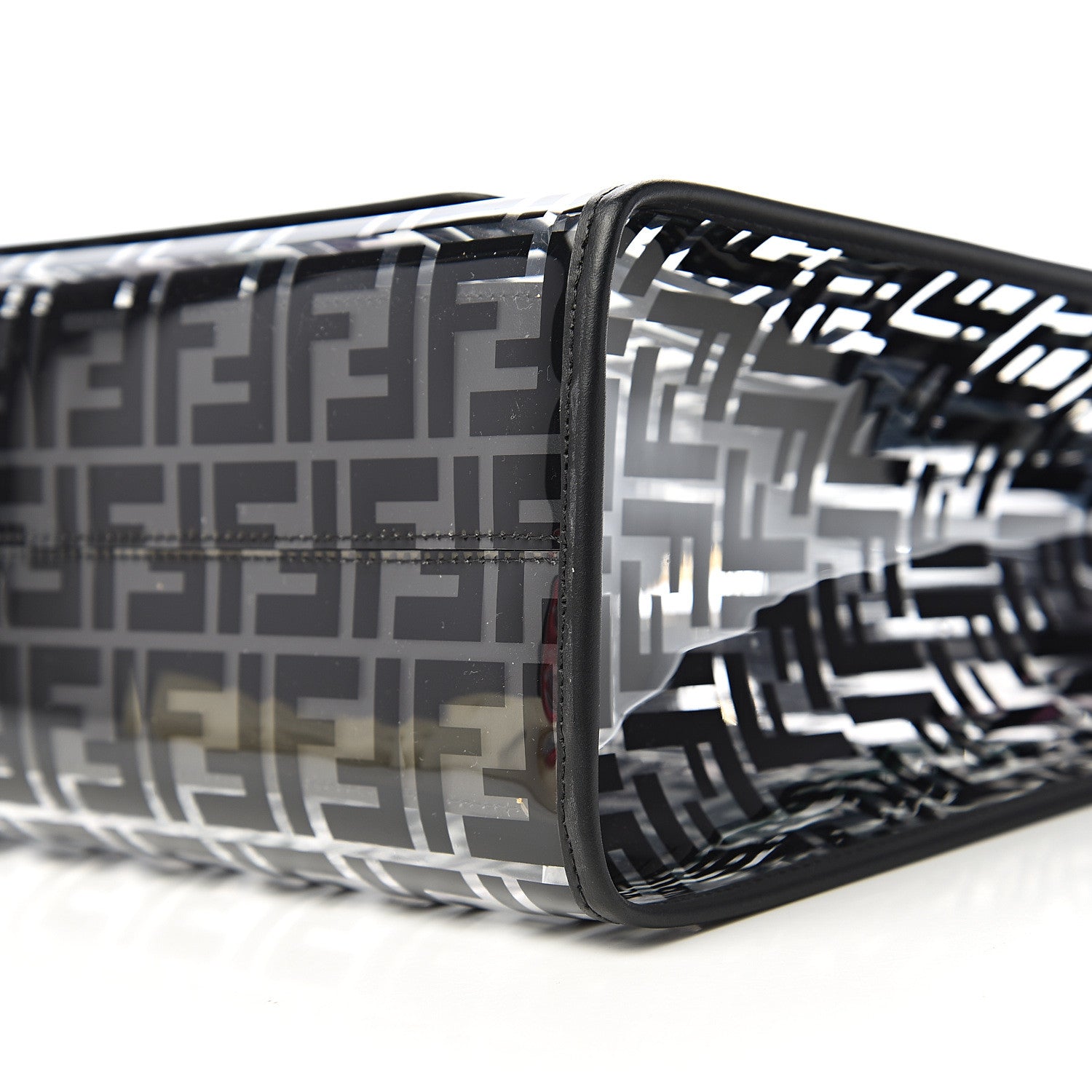 Fendi TPU FF Vitello Century Plexiglass Medium Runaway Shopper Tote Black 9 of 10