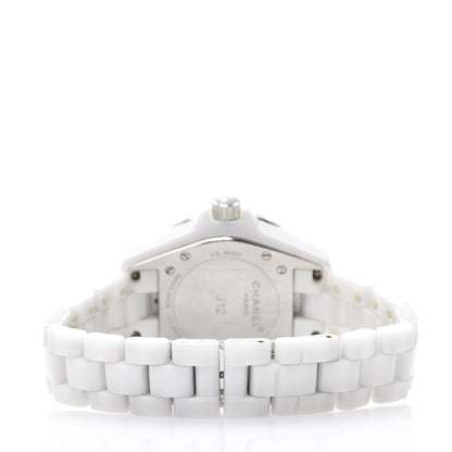 Chanel Stainless Steel Ceramic Diamond 33mm J12 Quartz Watch White 3 of 7