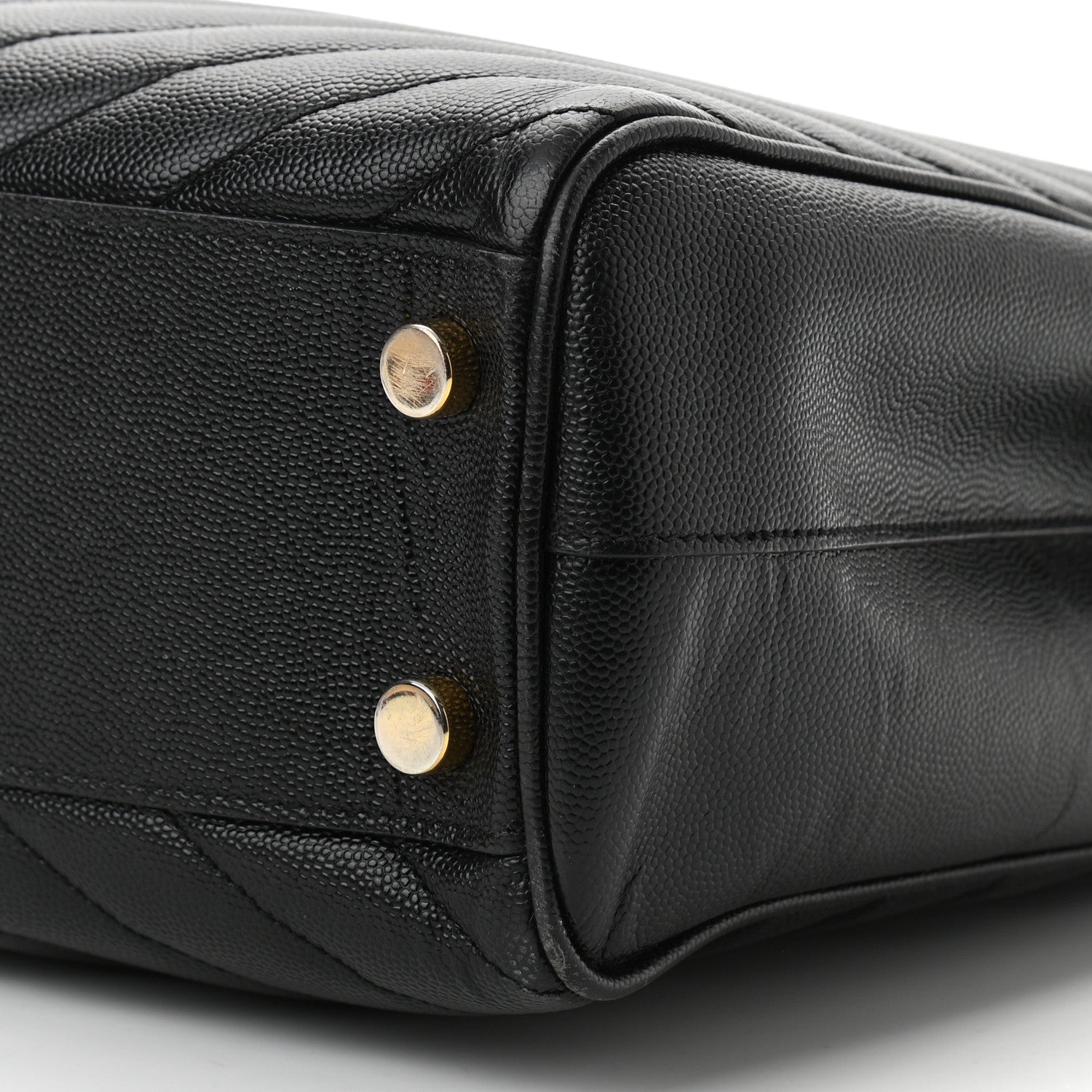 Saint Laurent Grain De Poudre Matelasse Chevron Monogram Shopping Bag Black 10 of 10