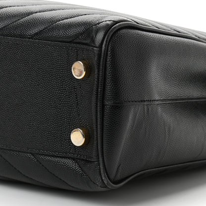 Saint Laurent Grain De Poudre Matelasse Chevron Monogram Shopping Bag Black 10 of 10