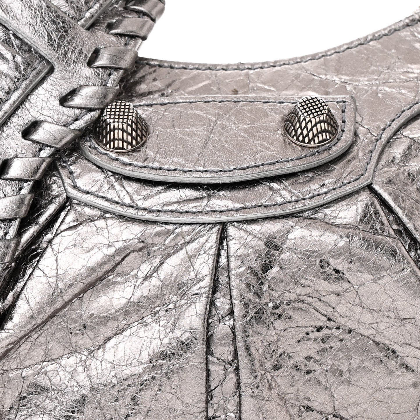 Metallic Agneau Arena Le Cagole Shoulder Bag XS Silver