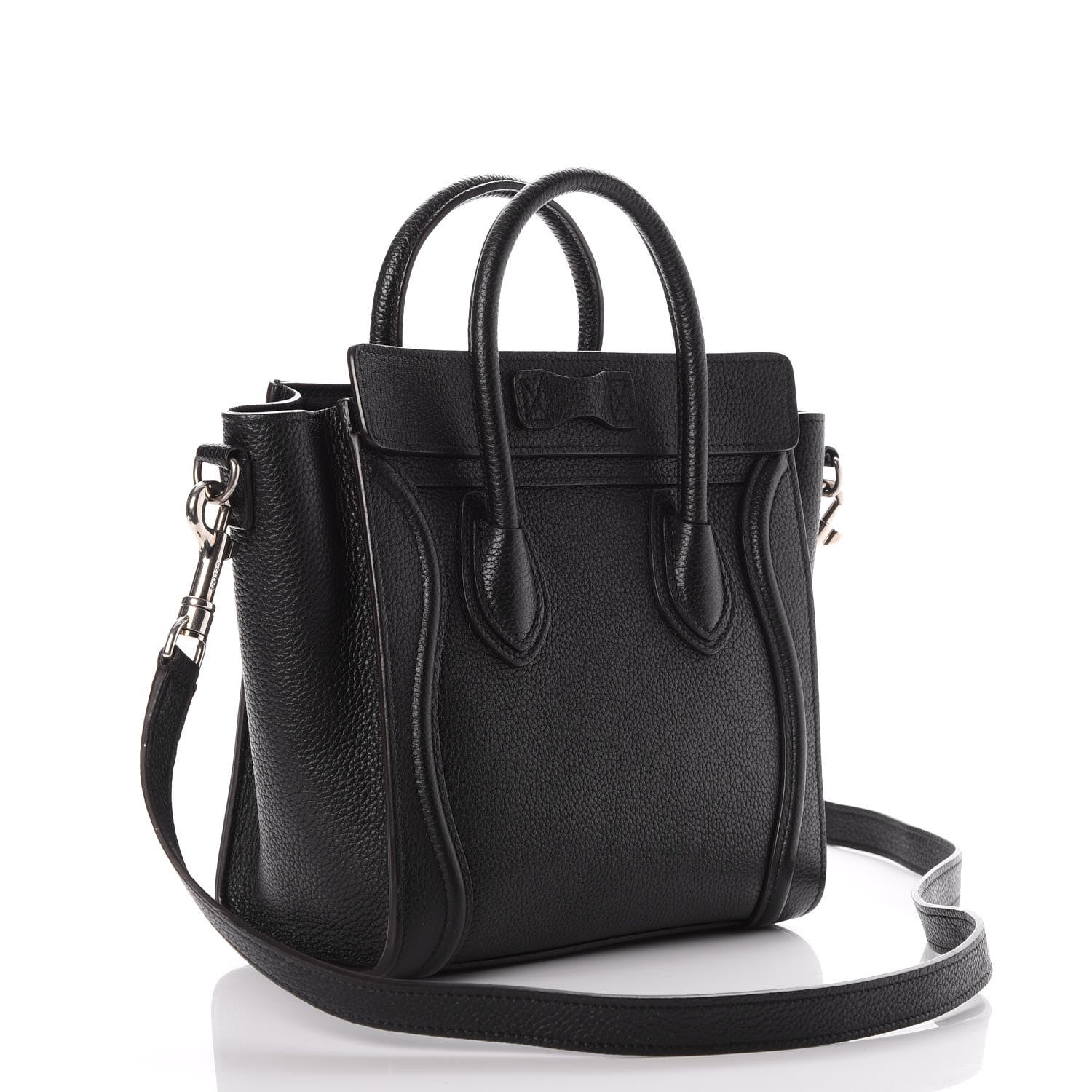 Celine Drummed Calfskin Nano Luggage Black 3 of 7