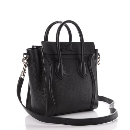 Celine Drummed Calfskin Nano Luggage Black 3 of 7
