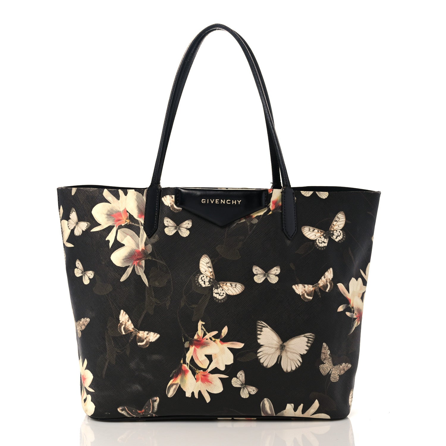 Givenchy Coated Canvas Magnolia and Moth Print Medium Antigona Tote Black 3 of 25