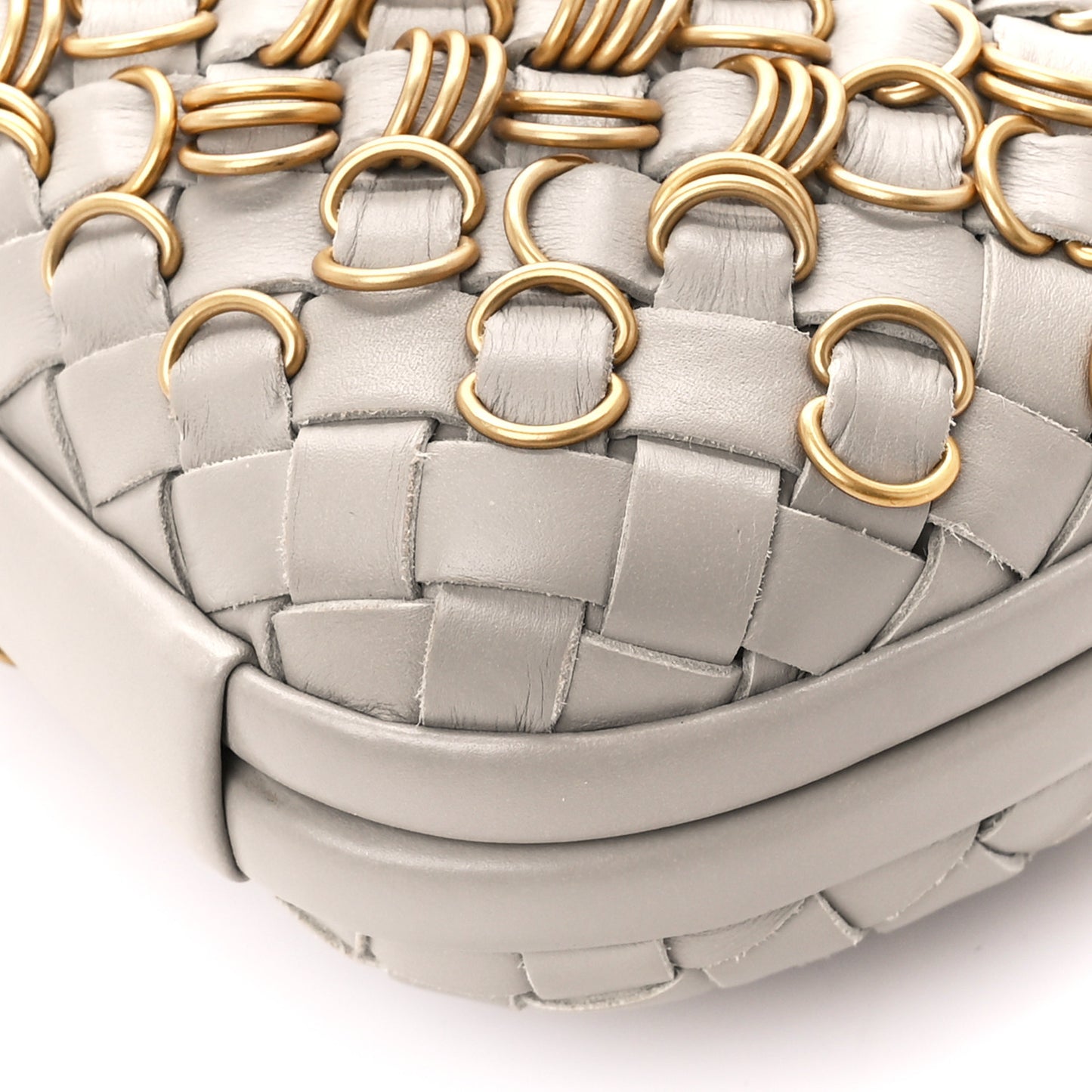 Nappa Intrecciato Knot Clutch Grey Gold