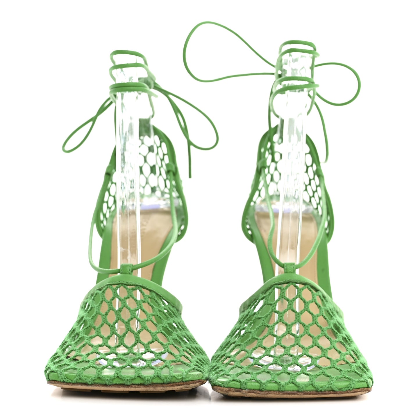 Mesh Nappa Stretch Ankle Tie 90mm Sandals 39 Grass