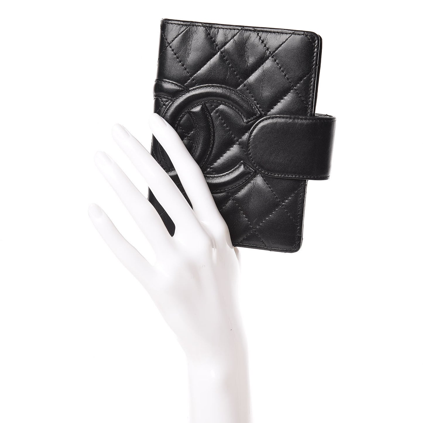 Calfskin Quilted Small Cambon Agenda Planner Black