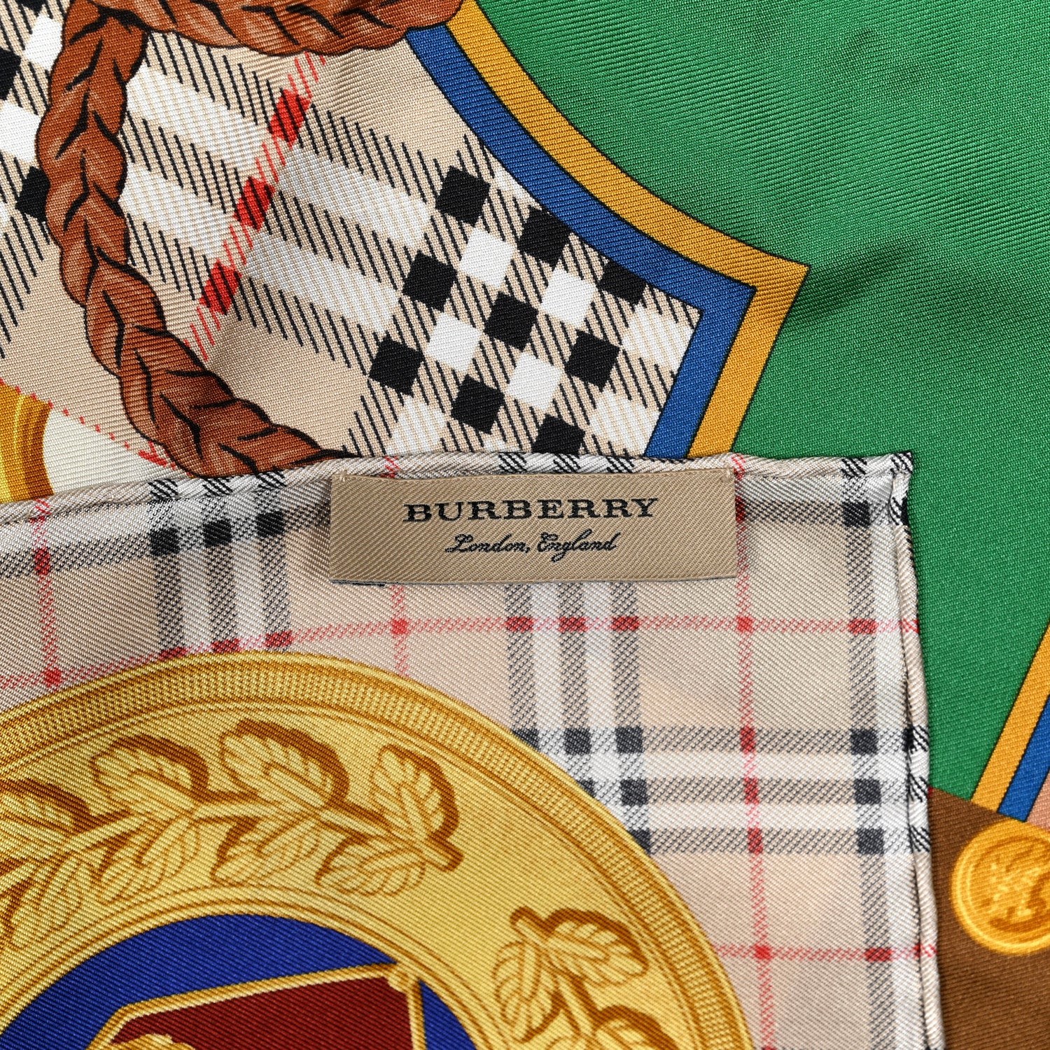 Burberry Silk Patchwork Pocket Watch Square Scarf Multicolor 3 of 4