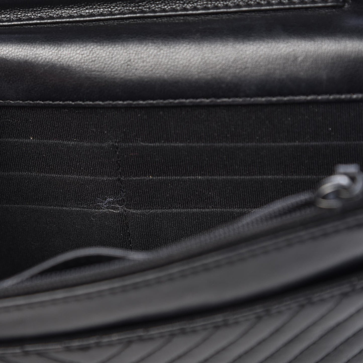 Lambskin Chevron Quilted Wallet On Chain WOC So Black