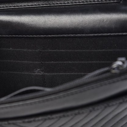 Chanel Lambskin Chevron Quilted Wallet On Chain WOC So Black 15 of 17